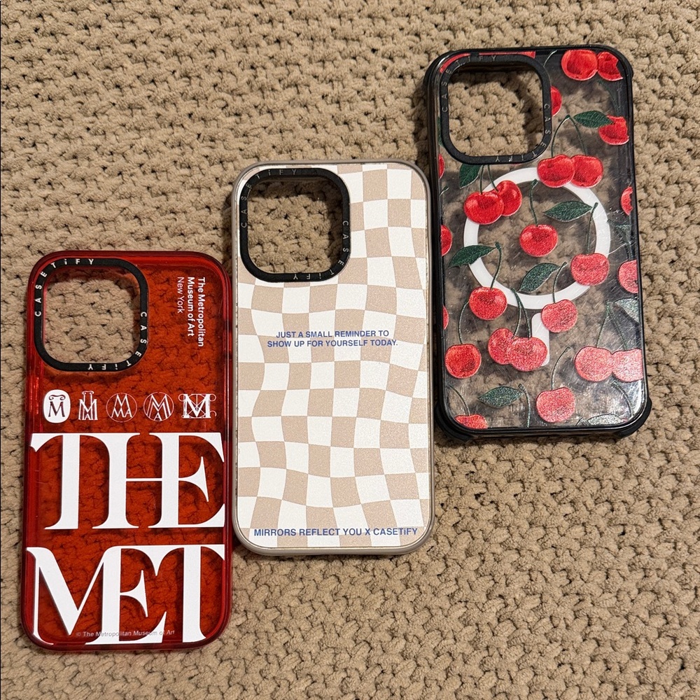 Casetify Cherry and Checkered iPhone13 Pro Case Trio